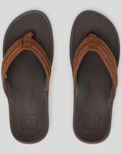 Flip Flops & Sandals*Reef Leather Ortho Coast Thongs Dark Brown