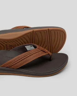 Flip Flops & Sandals*Reef Leather Ortho Coast Thongs Dark Brown