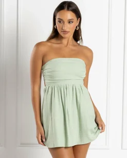 Linen Blend|Dresses*Mooloola Leighton Dress Sage