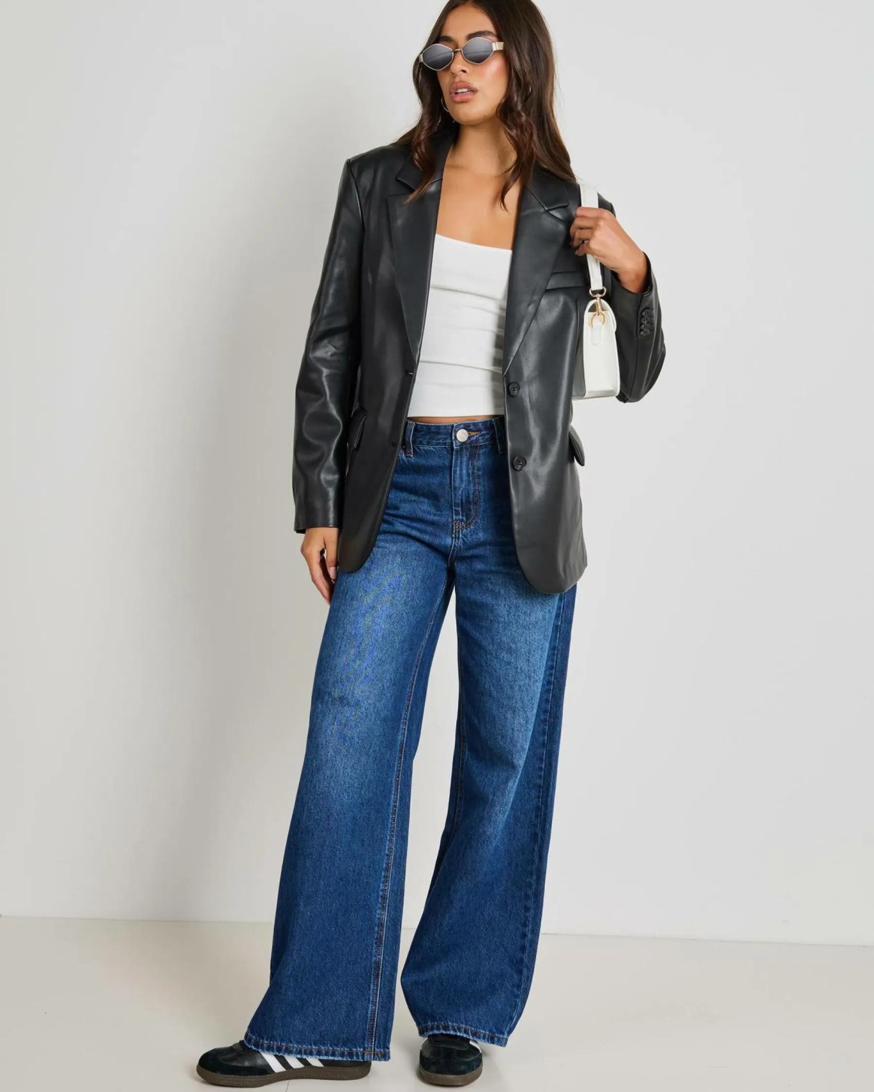 Jackets & Coats*Ava And Ever Lenny Oversized Faux Leather Blazer Black