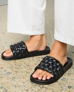 Slides*Ava And Ever Lexi Plait Slide Sandals Black