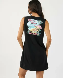 Dresses*The Mad Hueys Life's A Beach Muscle T-Shirt Dress Black