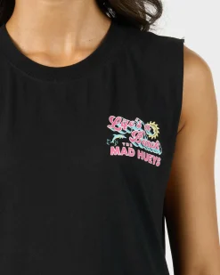 Dresses*The Mad Hueys Life's A Beach Muscle T-Shirt Dress Black