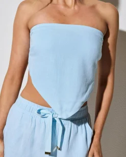 Sets|Linen Blend*Mooloola Lisa Hawaii Tube Top Light Blue
