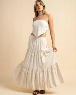 Sets|Linen Blend*Mooloola Lisa Hawaii Tube Top Natural Salt And Pepper