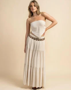 Sets|Linen Blend*Mooloola Lisa Hawaii Tube Top Natural Salt And Pepper