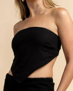 Sets|Linen Blend*Mooloola Lisa Hawaii Tube Top Black