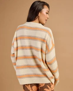 Knitwear|Jumpers & Hoodies*Roxy Little Dume Stripe Oversized Sweater Parchment Lucie Stripe