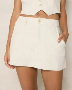 Sets|Linen Blend*Mooloola Liv Stripe Skort Natural Stripe