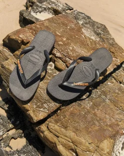Flip Flops & Sandals*Havaianas Logo Thongs Black/orange