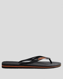 Flip Flops & Sandals*Havaianas Logo Thongs Black/orange