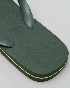 Flip Flops & Sandals*Havaianas Logo Thongs Green Olive