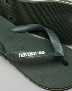 Flip Flops & Sandals*Havaianas Logo Thongs Green Olive