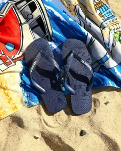 Flip Flops*Havaianas Logo Thongs Navy/white