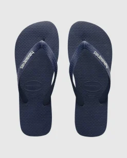 Flip Flops*Havaianas Logo Thongs Navy/white