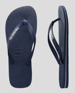 Flip Flops*Havaianas Logo Thongs Navy/white