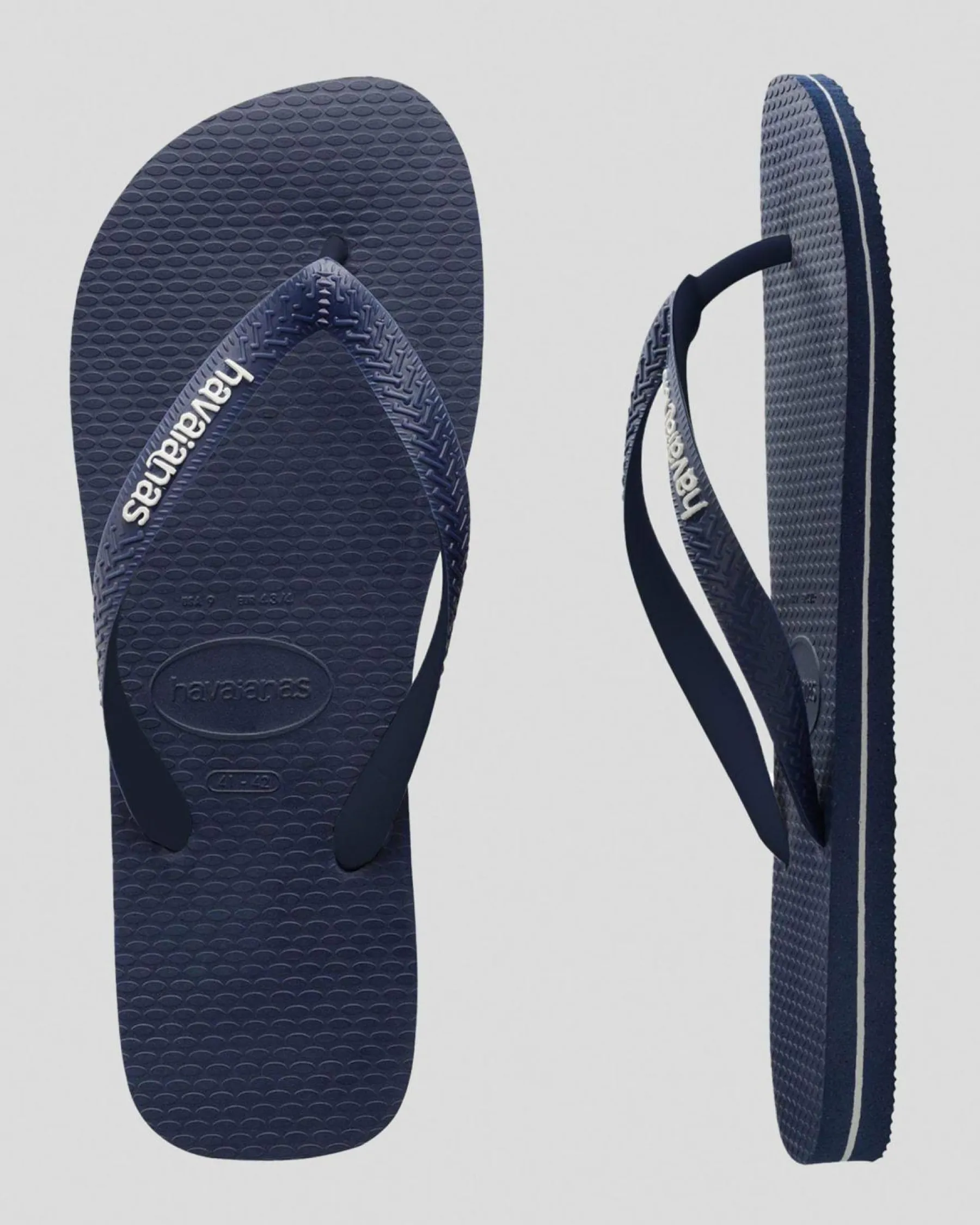 Flip Flops*Havaianas Logo Thongs Navy/white