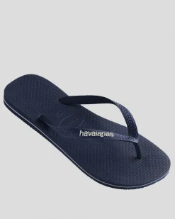 Flip Flops*Havaianas Logo Thongs Navy/white