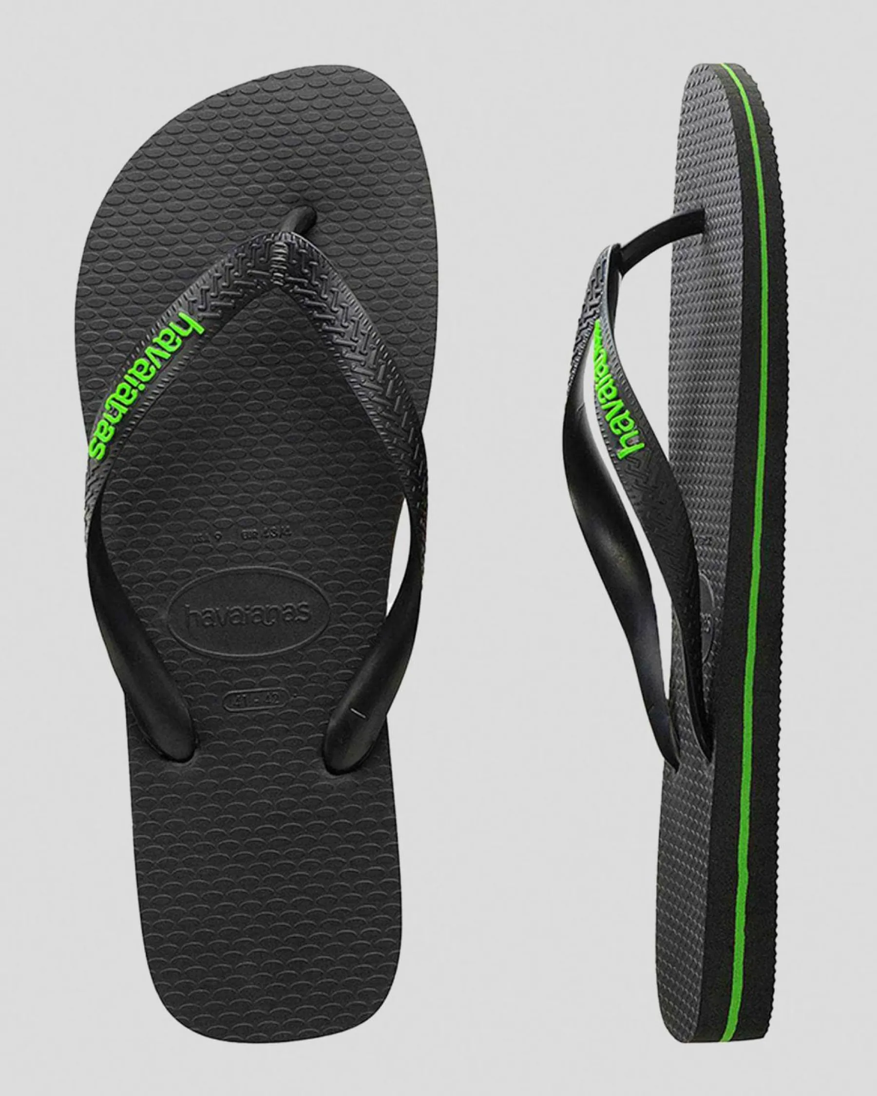 Flip Flops & Sandals*Havaianas Logo Thongs Black/green