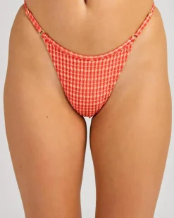 Best Lola Check Adjustable High Cut String Bikini Bottom Women Bikinis