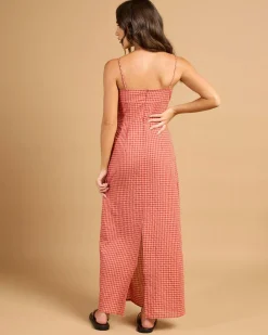Dresses*Rhythm Lola Check Gathe Maxi Dress Red