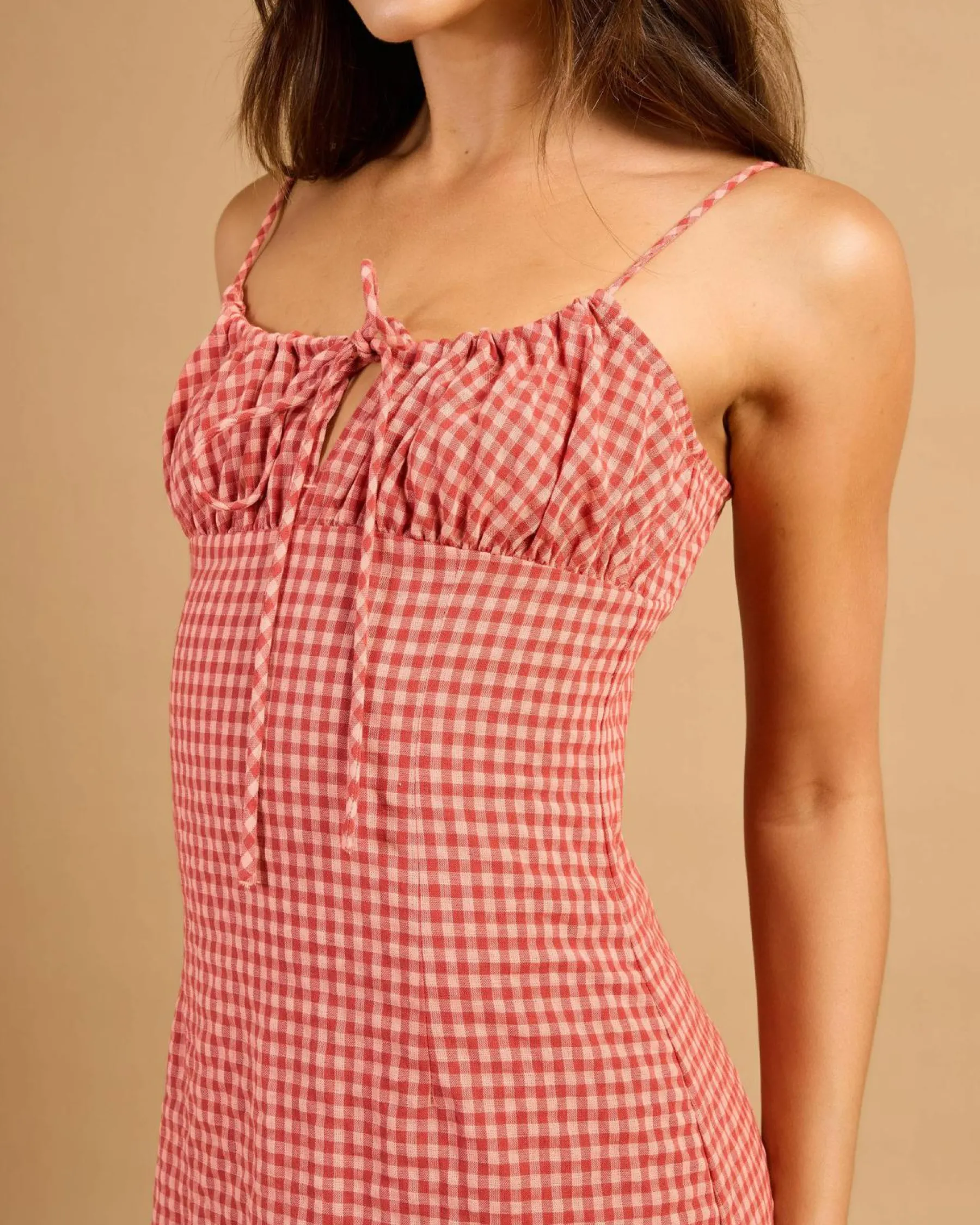 Dresses*Rhythm Lola Check Gathe Maxi Dress Red