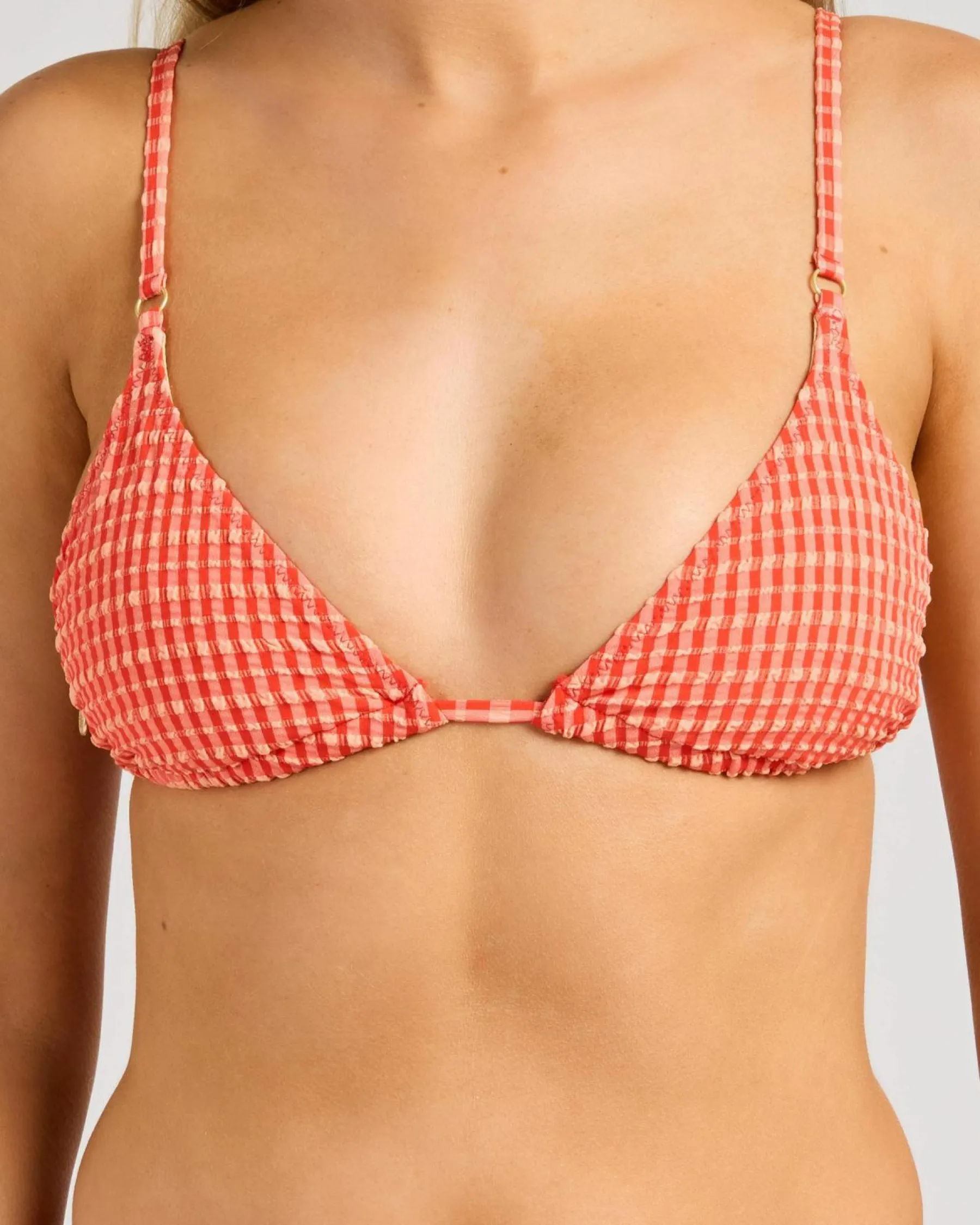 Bikinis*Rhythm Lola Check Sliding Triangle Bikini Top Red