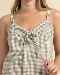 Dresses*Rhythm Lola Check Slip Dress Olive