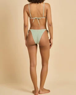 Bikinis*Rhythm Lola Check Tie Side High Cut Bikini Bottom Green