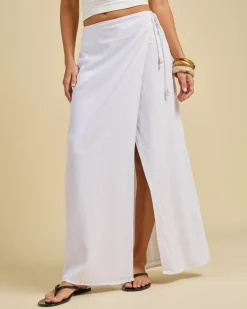 Bottoms*Mooloola Lolani Hawaii Maxi Skirt White