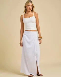 Bottoms*Mooloola Lolani Hawaii Maxi Skirt White