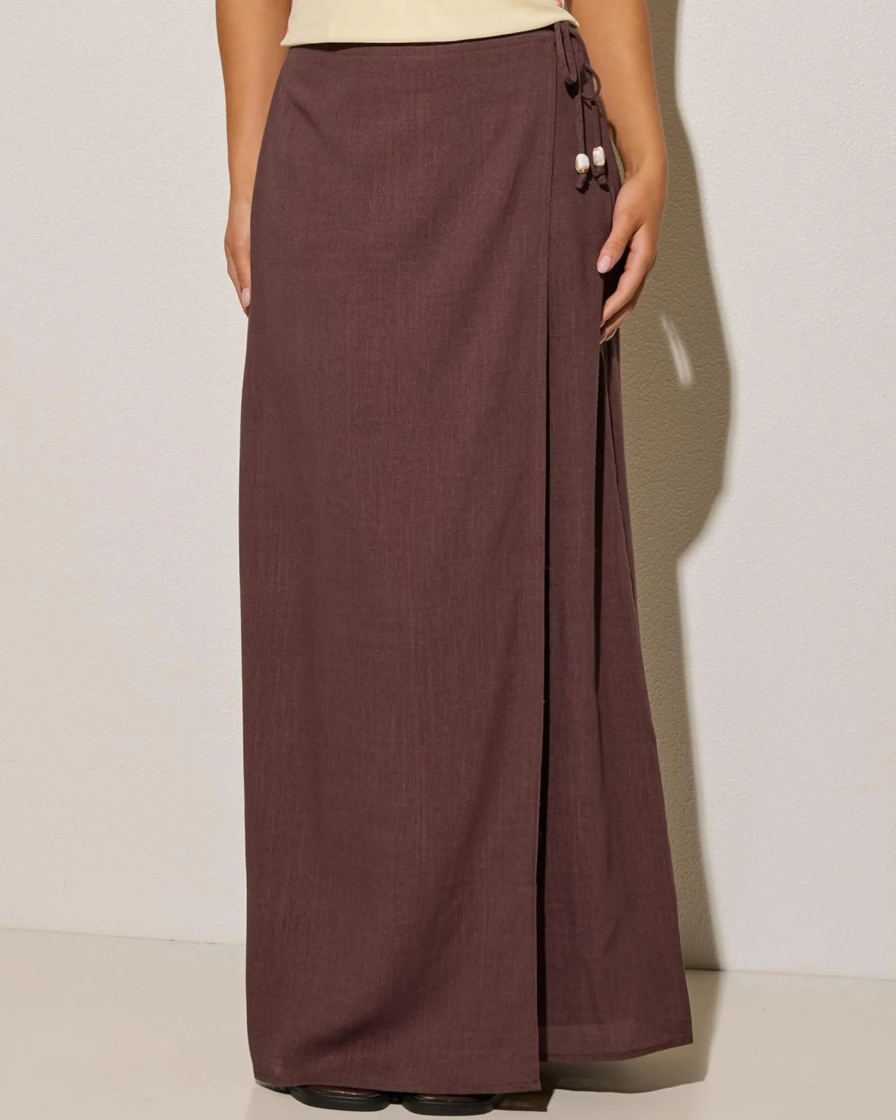 Bottoms*Mooloola Lolani Hawaii Maxi Skirt Espresso