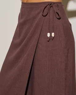 Bottoms*Mooloola Lolani Hawaii Maxi Skirt Espresso