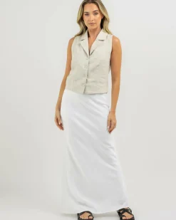 Linen Blend|Tops*Paper Heart Lolet Linen Vest Natural