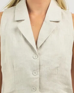 Linen Blend|Tops*Paper Heart Lolet Linen Vest Natural