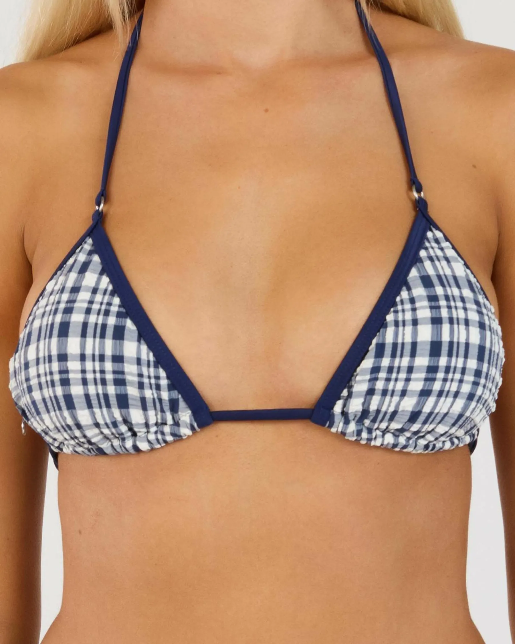 Discount London Check Sliding Triangle Bikini Top Women Bikinis