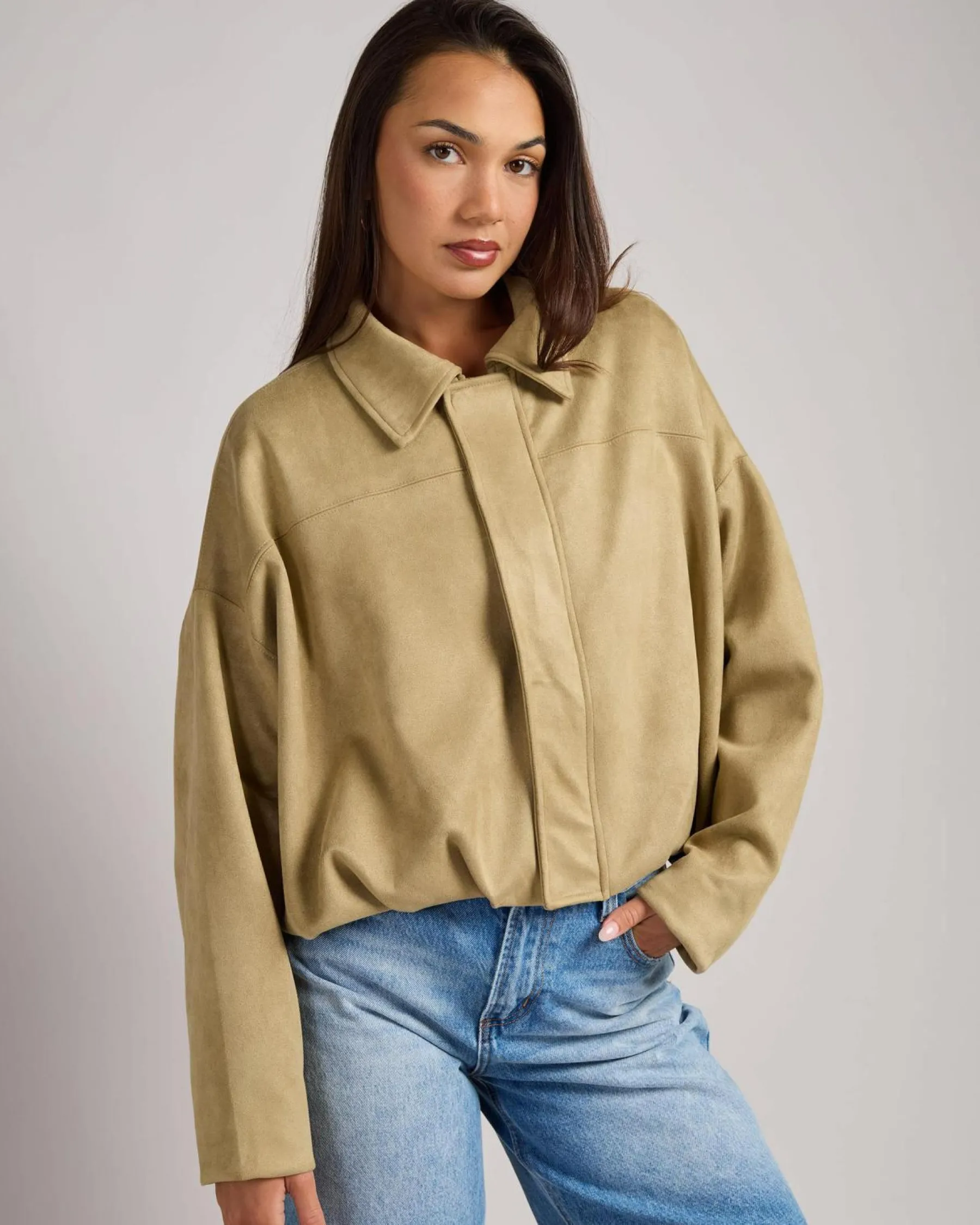 Jackets & Coats*Ava And Ever London Faux Suede Jacket Sand