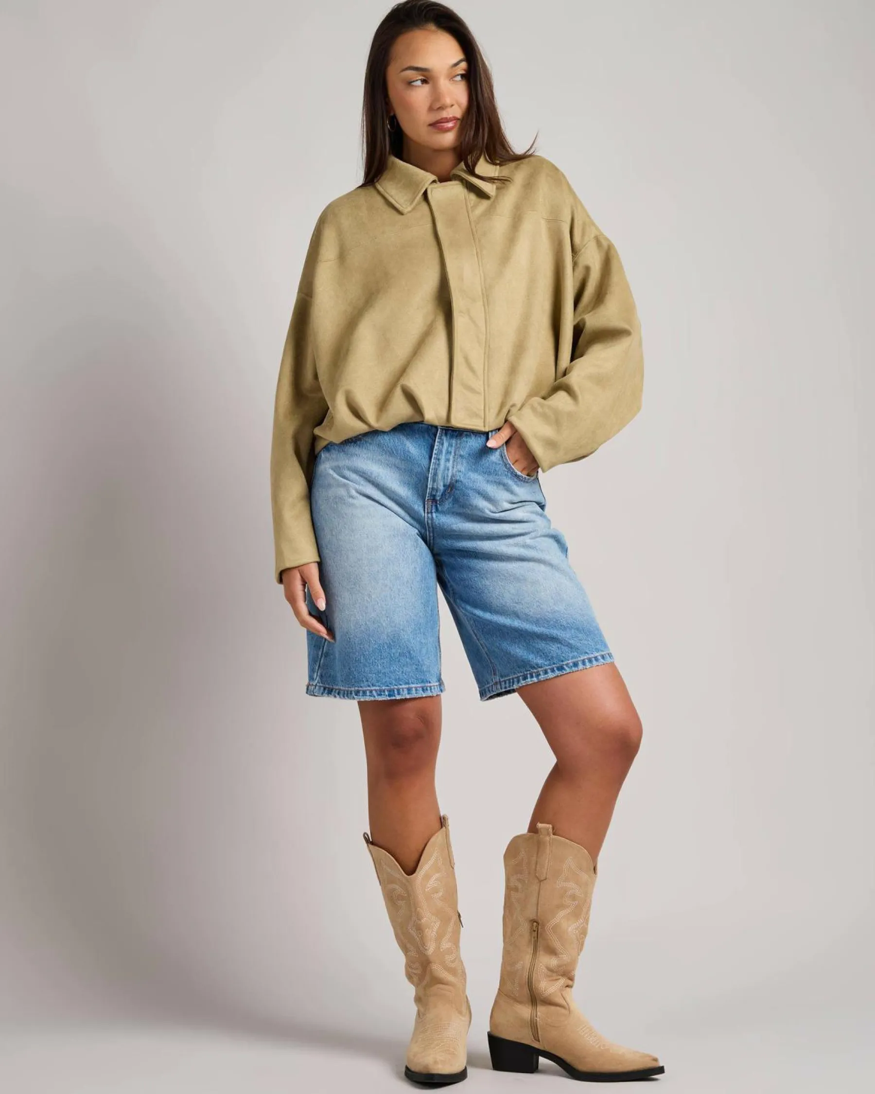 Jackets & Coats*Ava And Ever London Faux Suede Jacket Sand