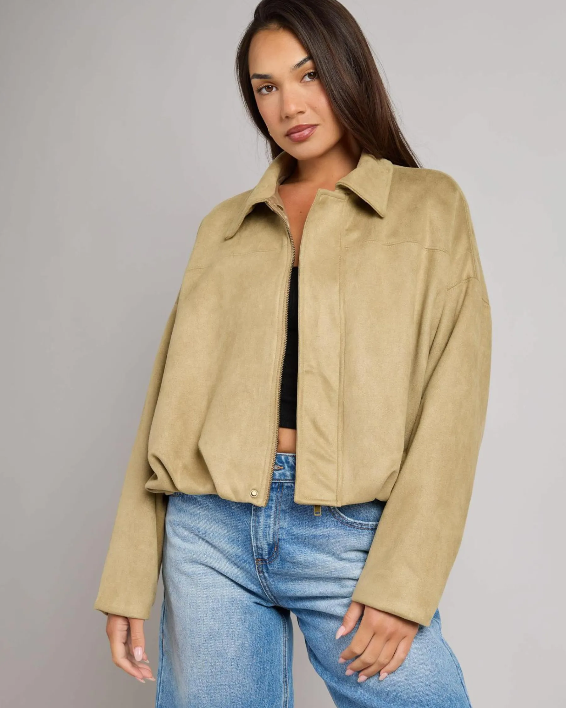 Jackets & Coats*Ava And Ever London Faux Suede Jacket Sand