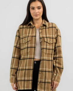 Clearance Long Check Shacket Women Jackets & Coats