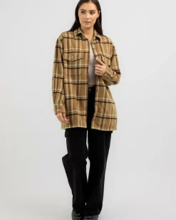 Clearance Long Check Shacket Women Jackets & Coats