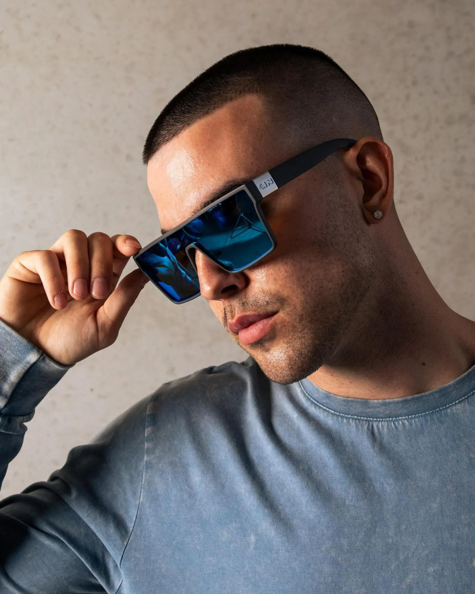 Sunglasses*Sin Eyewear Loose Cannon Polarised Sunglasses Pearl Grey/ice Blue Flash