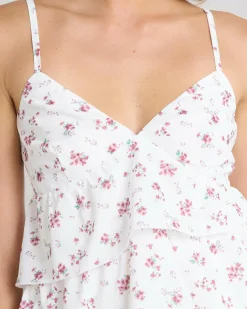 Tops*Mooloola Lotti Frill Top Pink/white Floral