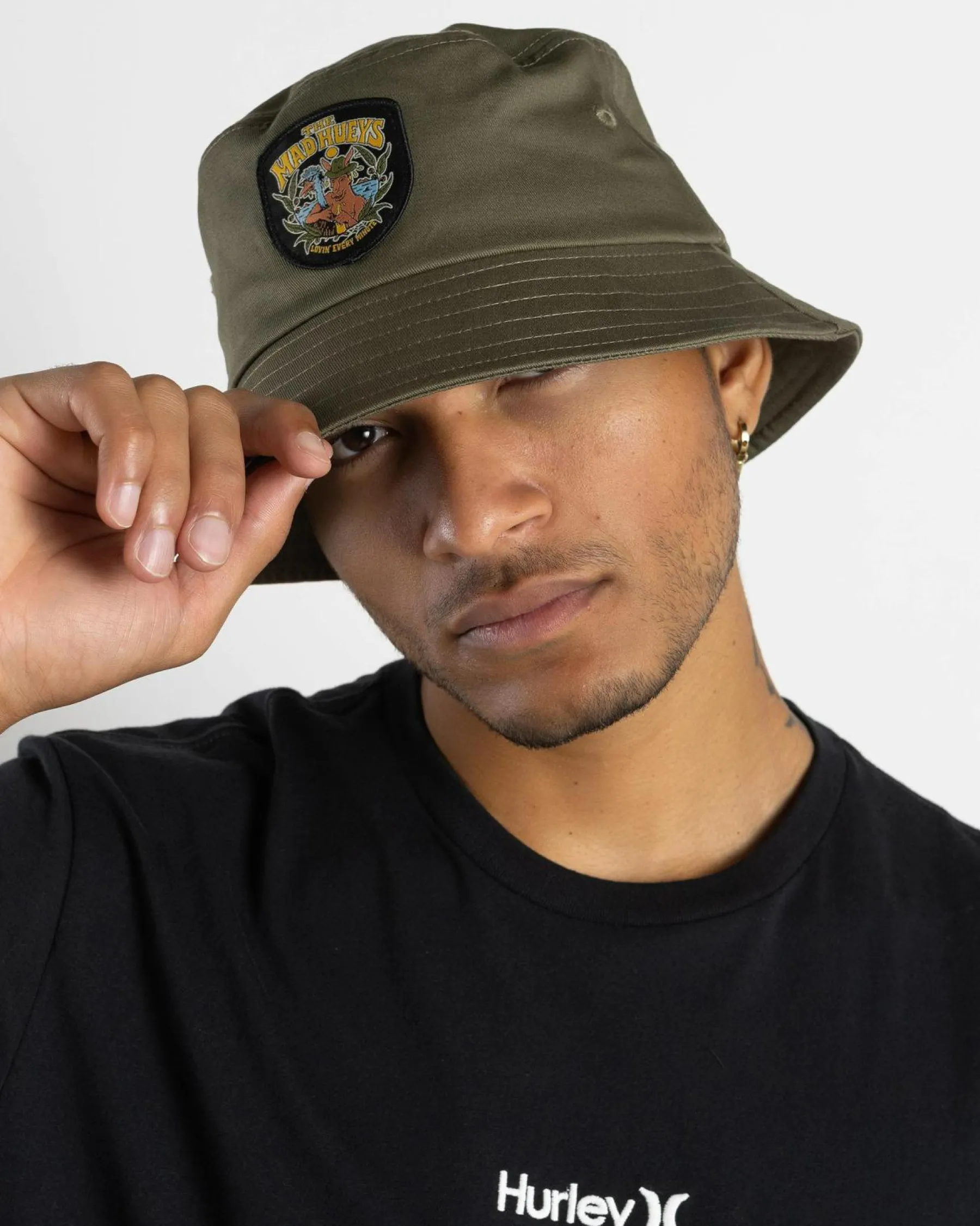 Headwear*The Mad Hueys Lovin Every Minute Bucket Hat Olive