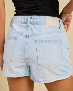 Denim|Bottoms*DESU Lucia Denim Skort Blasted Distressed Light Blue