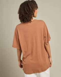 Best Lulu Floral Oversized T-Shirt Women Linen Blend|Tops