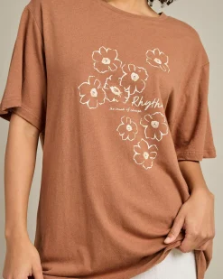 Best Lulu Floral Oversized T-Shirt Women Linen Blend|Tops