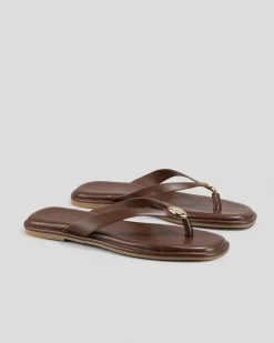 Slides*Ava And Ever Luna Thong Slide Sandals Espresso