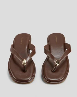 Slides*Ava And Ever Luna Thong Slide Sandals Espresso