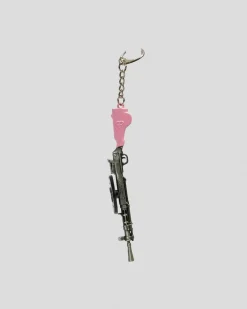 Gifts & Novelty*Miscellaneous Machine Gun Keyring Silver/pink
